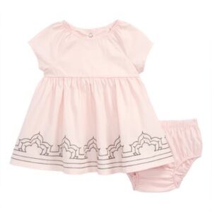 Robeez Girls' Casual Dresses  - Pink Geo-Trim Dress & Diaper Cover Set - Newborn